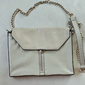 Pour La Victoire Cream Crossbody Bag with Gold Chain